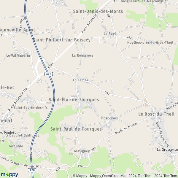 La carte pour la ville de Saint-Éloi-de-Fourques 27800
