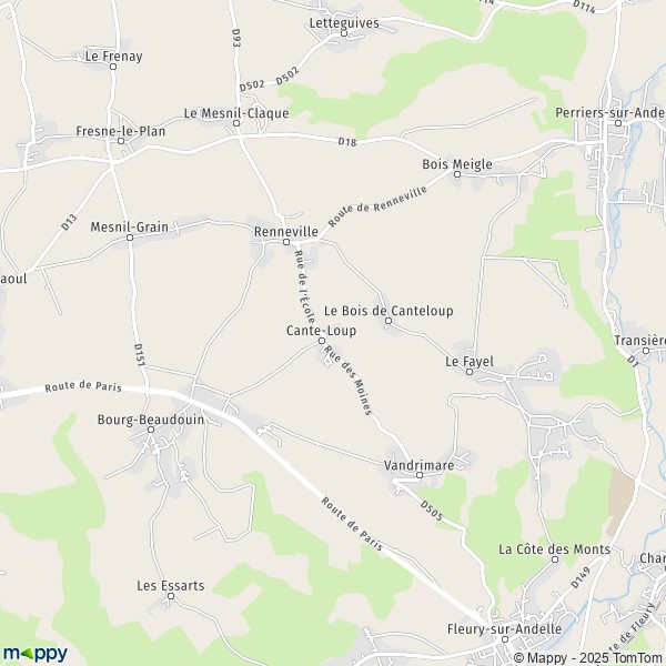 La carte pour la ville de Renneville 27910