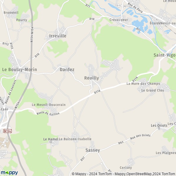 La carte pour la ville de Reuilly 27930