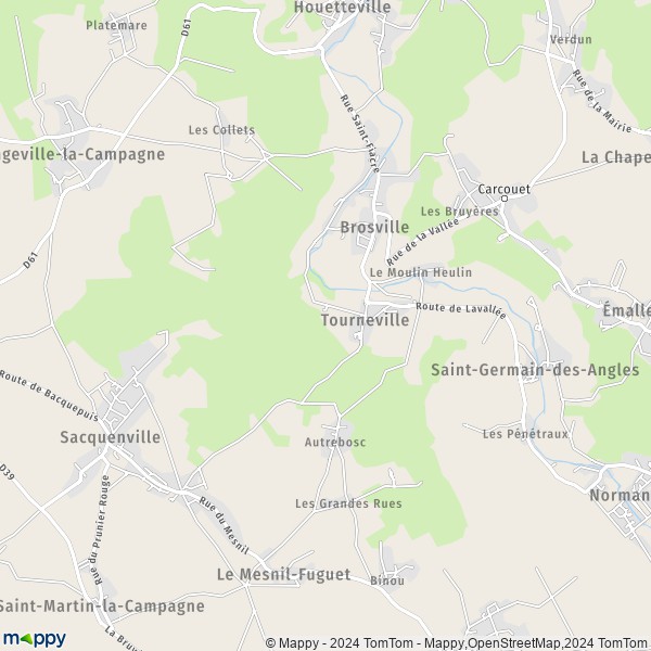 La carte pour la ville de Tourneville 27930