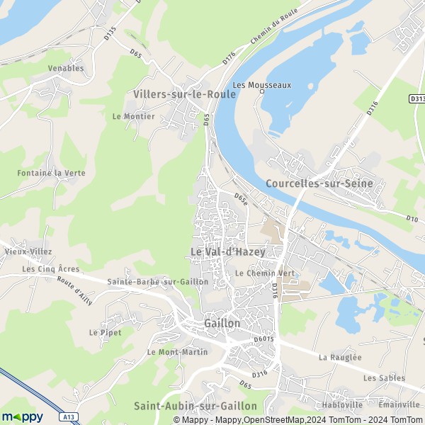 La carte pour la ville de Aubevoye, 27940 Le Val-d'Hazey