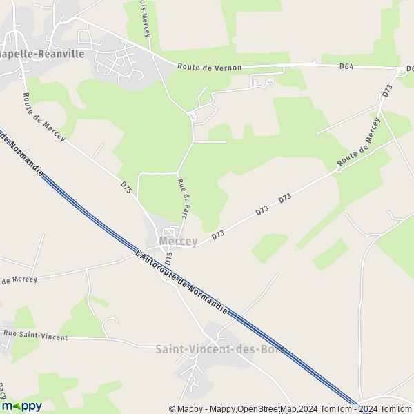 La carte pour la ville de Mercey 27950