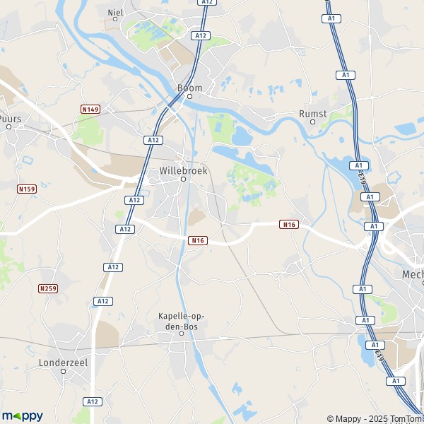 La carte pour la ville de 2801-2870 Willebroek