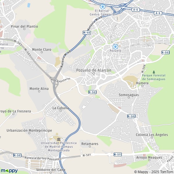 La carte pour la ville de 28023-28224 Pozuelo de Alarcón