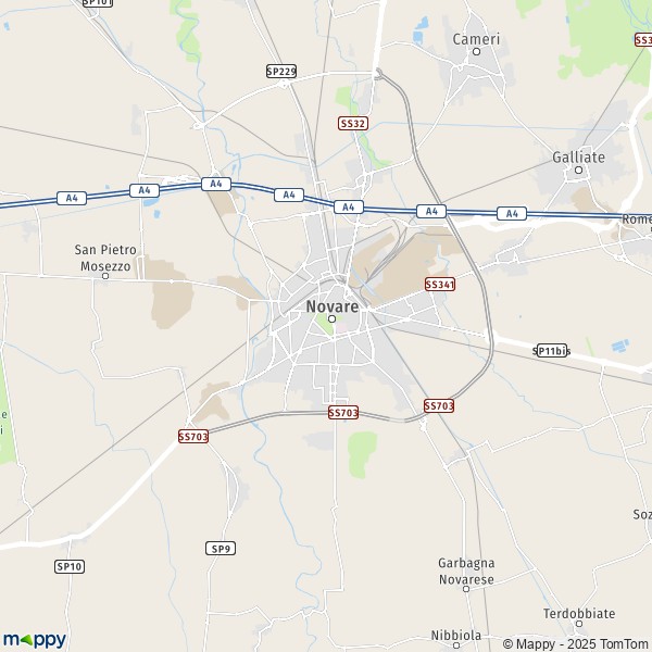 La carte pour la ville de Novare 28100