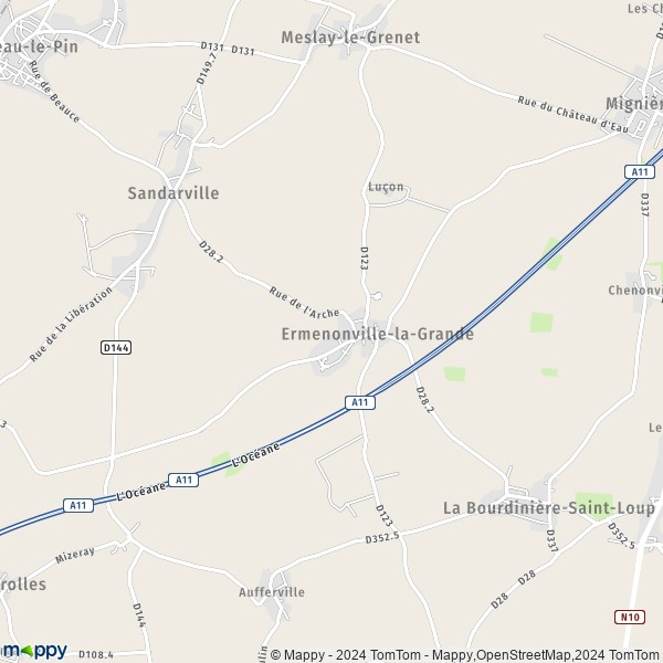 La carte pour la ville de Ermenonville-la-Grande 28120