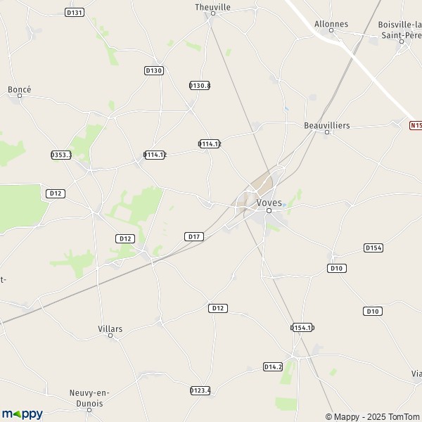 La carte pour la ville de Rouvray-Saint-Florentin, 28150 Les Villages-Vovéens