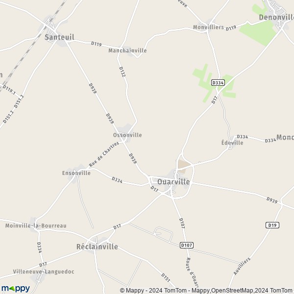 La carte pour la ville de Ouarville 28150