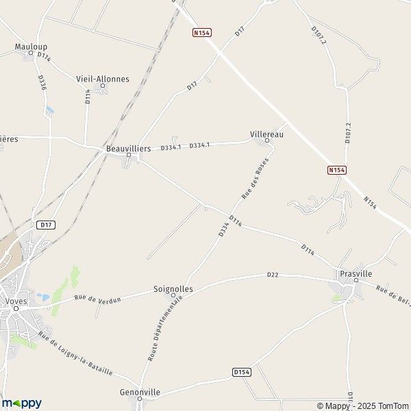 Carte Villeneuve-la-Vierge, 28150 Beauvilliers