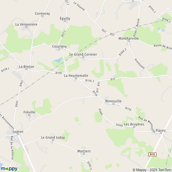 Carte Le Ménil Foucher, 28160 Dangeau
