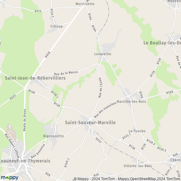 La carte pour la ville de Saint-Sauveur-Marville 28170