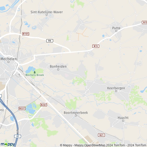 La carte pour la ville de 2820 Bonheiden