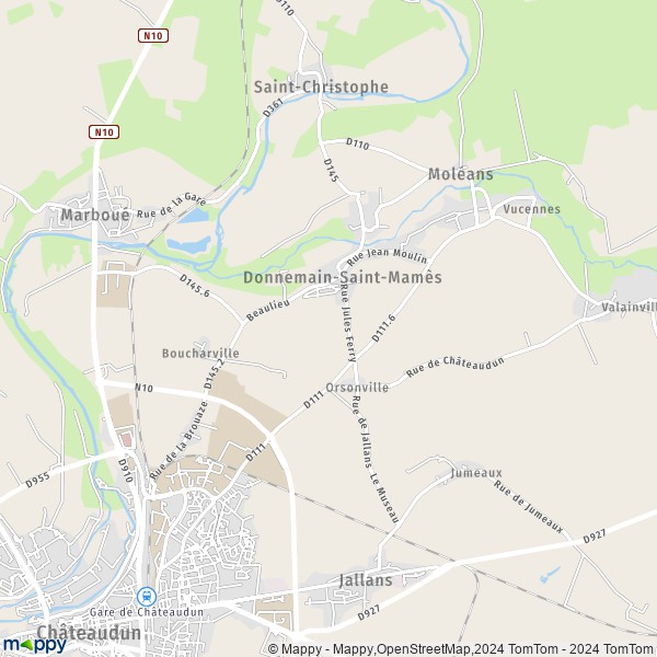 La carte pour la ville de Donnemain-Saint-Mamès 28200