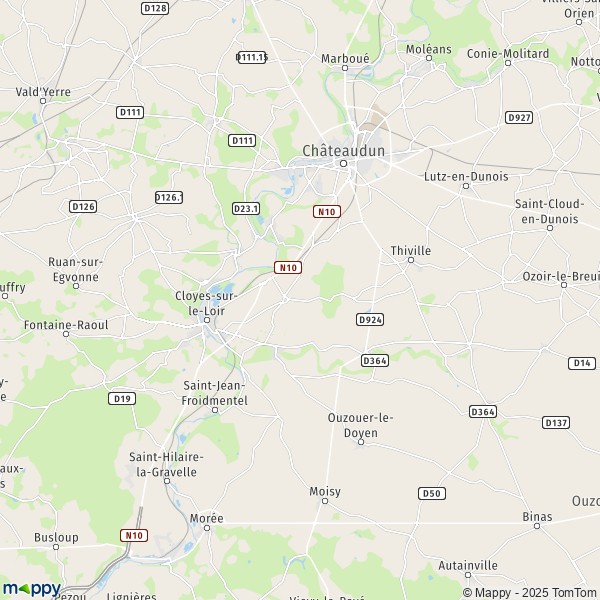 La carte pour la ville de Montigny-le-Gannelon, 28220 Cloyes-les-Trois-Rivières