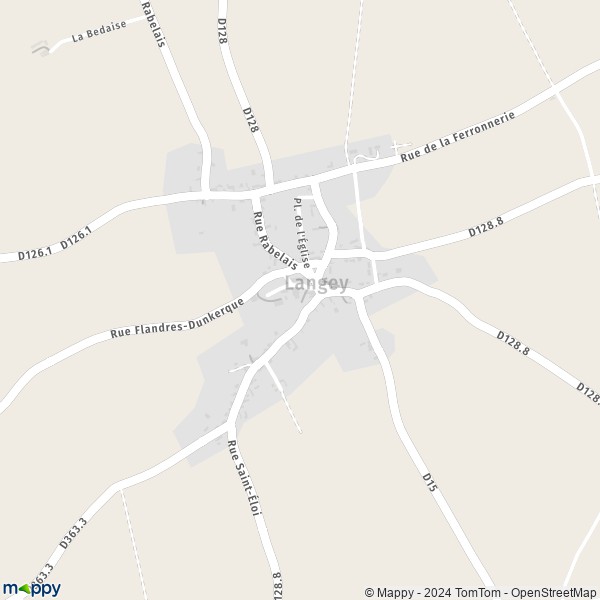 La carte pour la ville de Langey, 28220 Commune-Nouvelle-d'Arrou