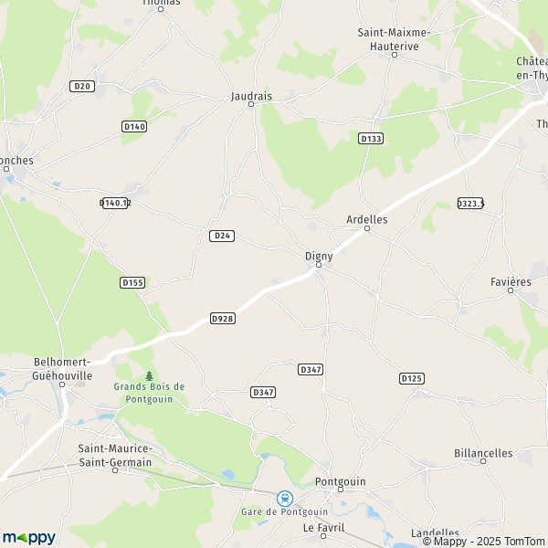 La carte pour la ville de Digny 28250