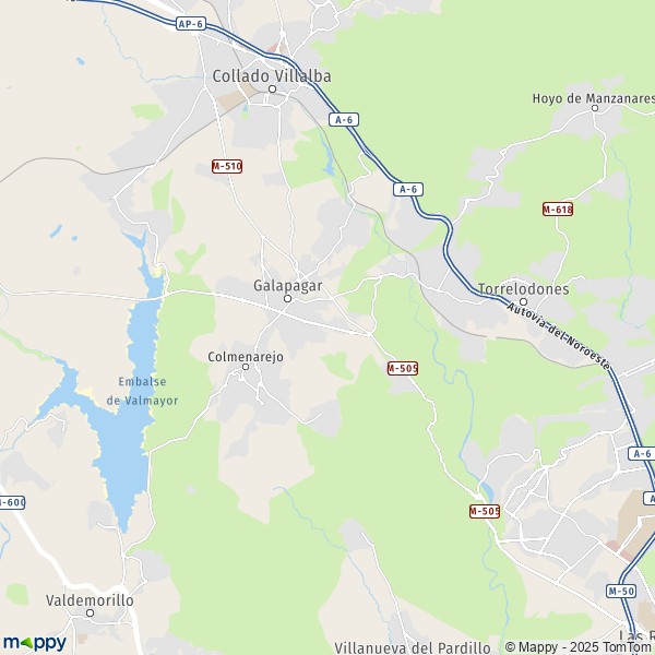 La carte pour la ville de 28250-28420 Galapagar