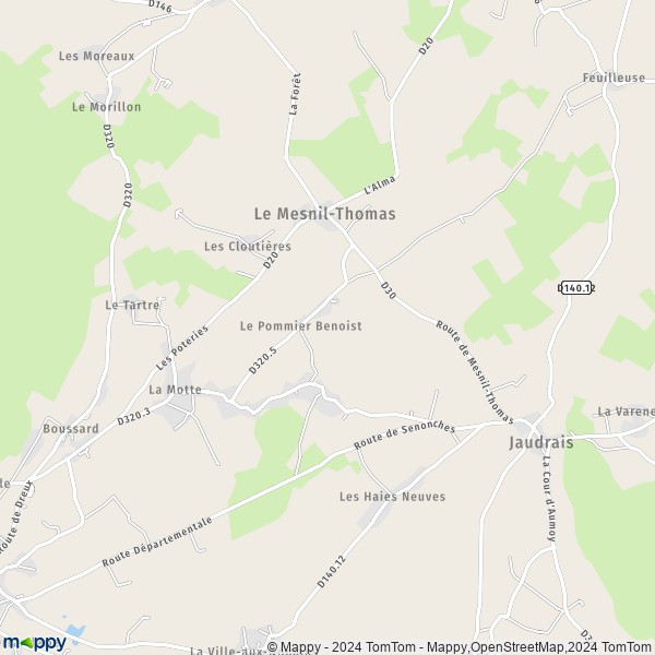 La carte pour la ville de Le Mesnil-Thomas 28250