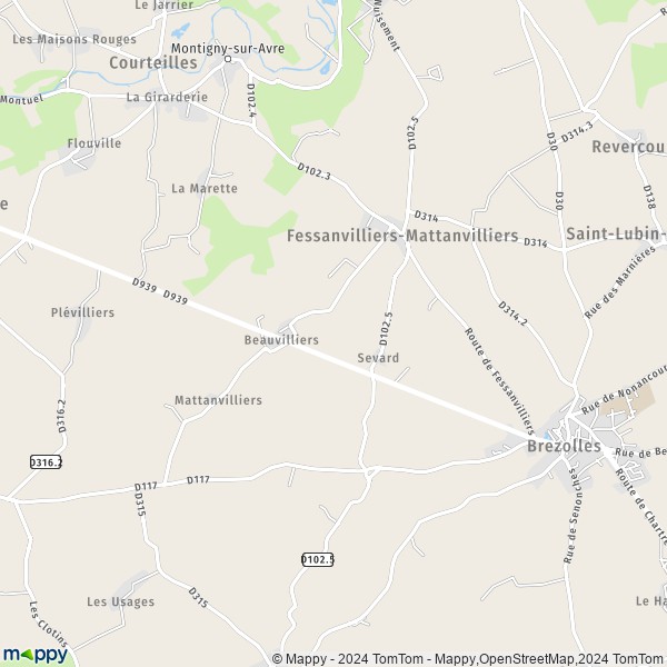 La carte pour la ville de Fessanvilliers-Mattanvilliers 28270