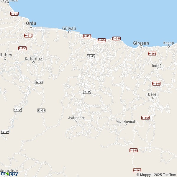 La carte pour la ville de Bulancak 28300-28302
