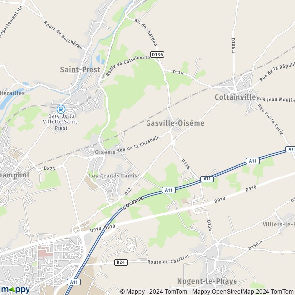 La carte pour la ville de Gasville-Oisème 28300