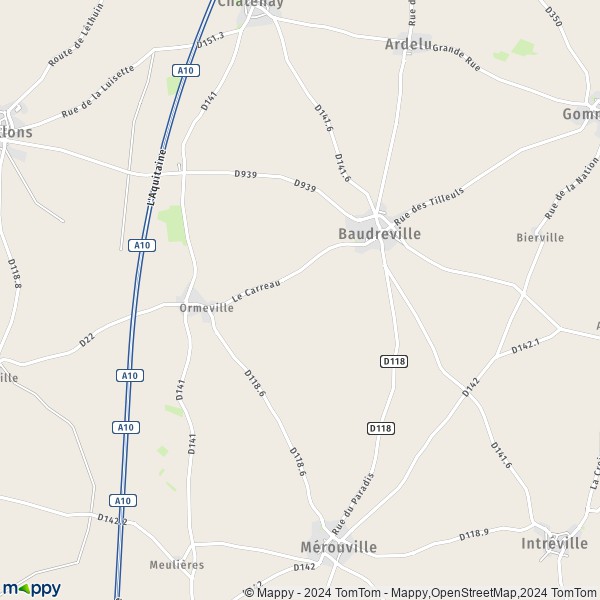 La carte pour la ville de Baudreville 28310