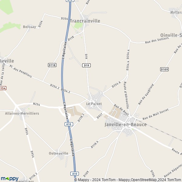 La carte pour la ville de Le Puiset, 28310 Janville-en-Beauce