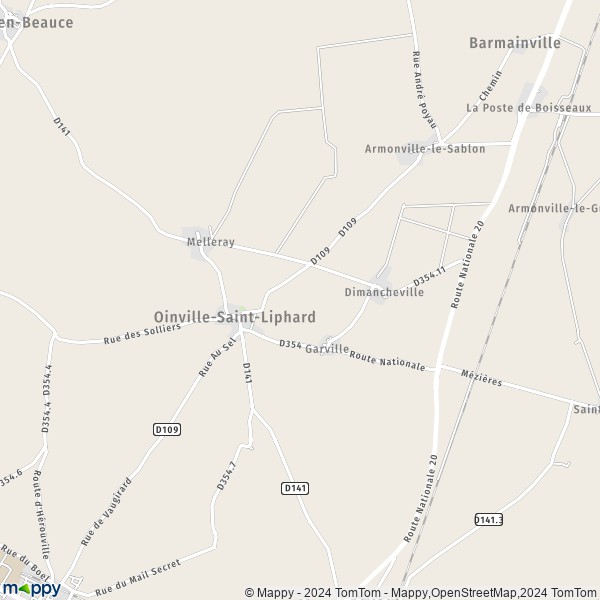 La carte pour la ville de Oinville-Saint-Liphard 28310