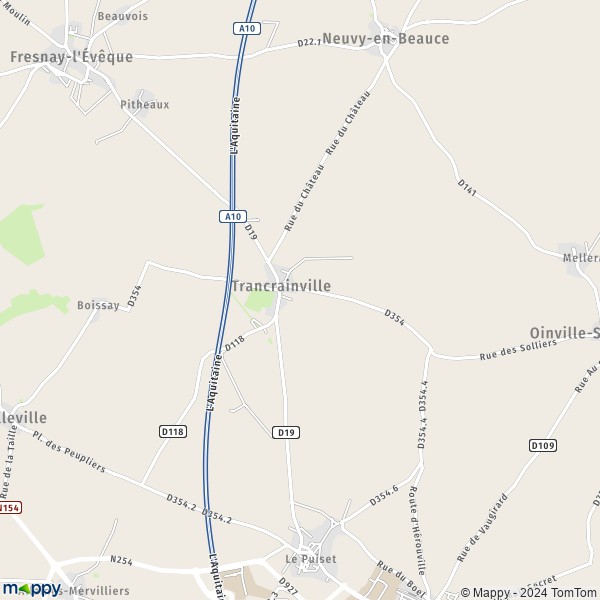 La carte pour la ville de Trancrainville 28310