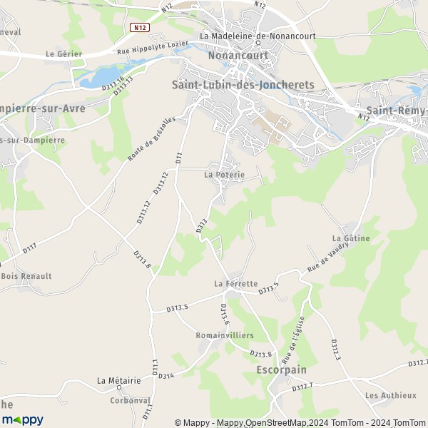 La carte pour la ville de Saint-Lubin-des-Joncherets 28350
