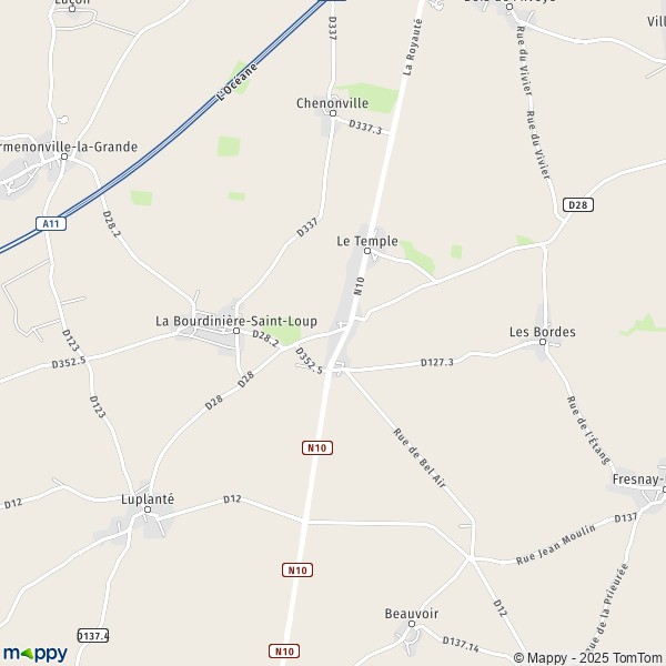 La carte pour la ville de La Bourdinière-Saint-Loup 28360