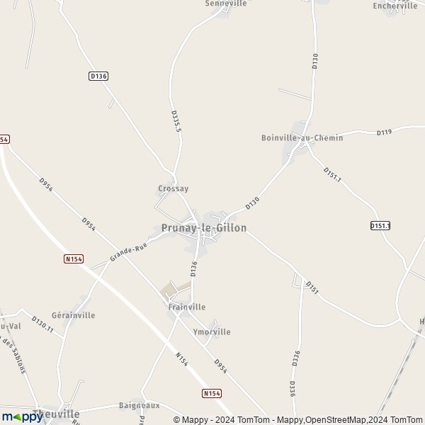 La carte pour la ville de Prunay-le-Gillon 28360