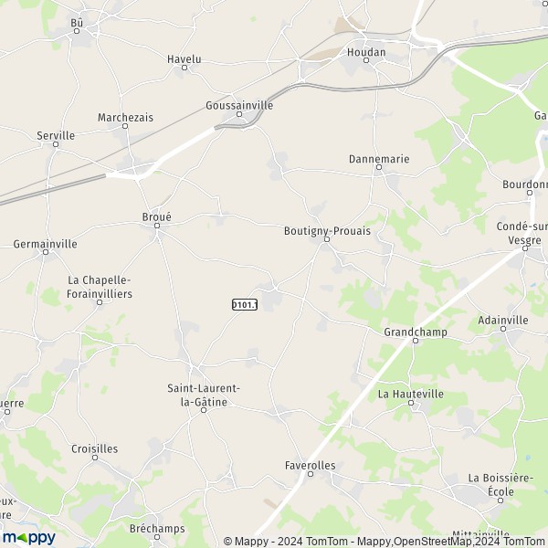 La carte pour la ville de Boutigny-Prouais 28410