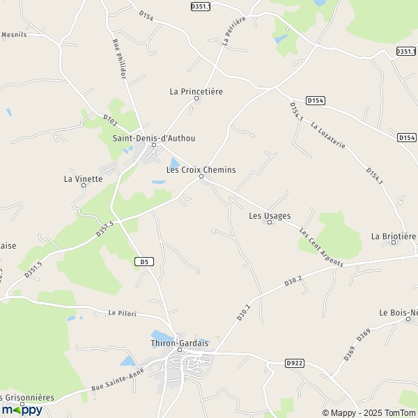 Carte Saint-Denis-d'Authou, 28480 Saintigny