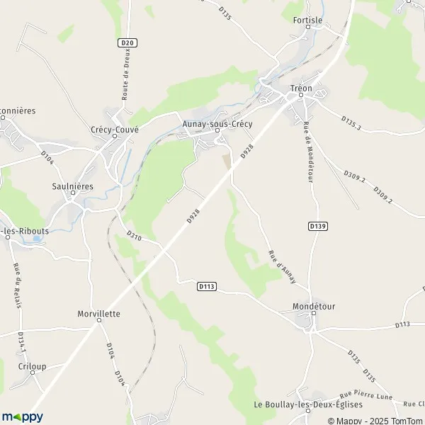 Plan AunaysousCrécy carte de AunaysousCrécy (28500) et infos