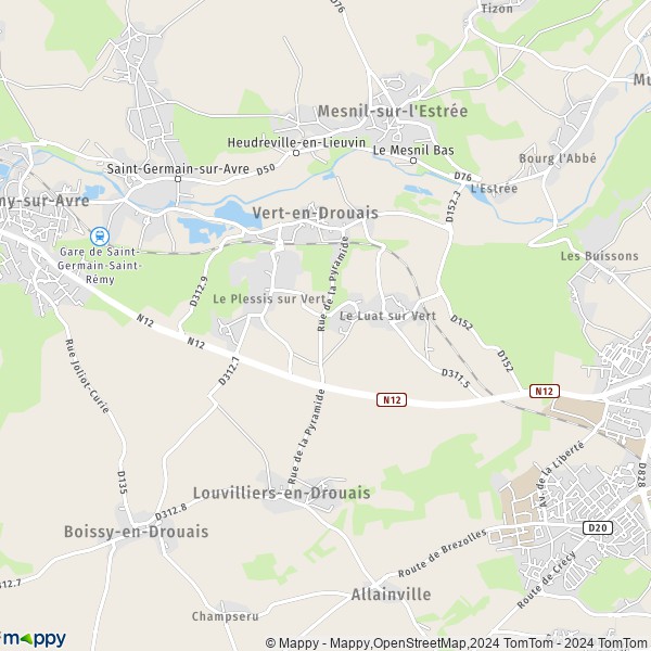 La carte pour la ville de Vert-en-Drouais 28500