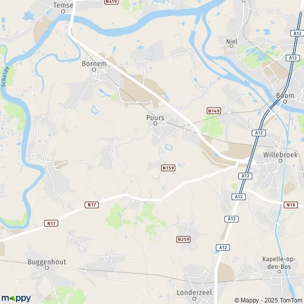 Plan PuursSintAmands carte de PuursSintAmands (2870) et infos pratiques
