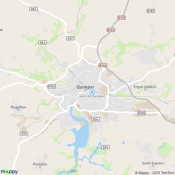 La carte pour la ville de Quimper 29000