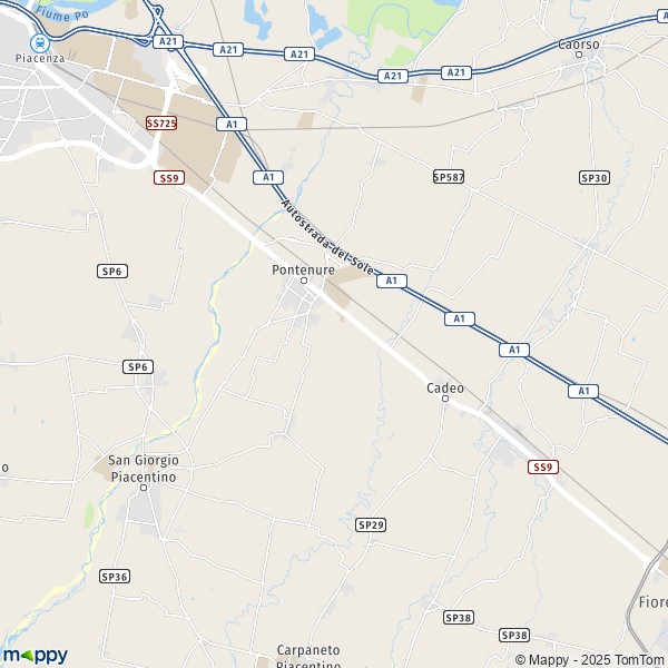 La carte pour la ville de Pontenure 29010