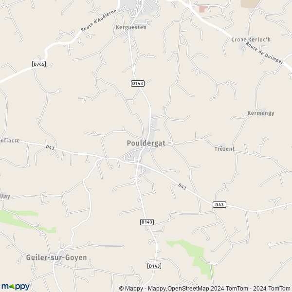 La carte pour la ville de Pouldergat 29100