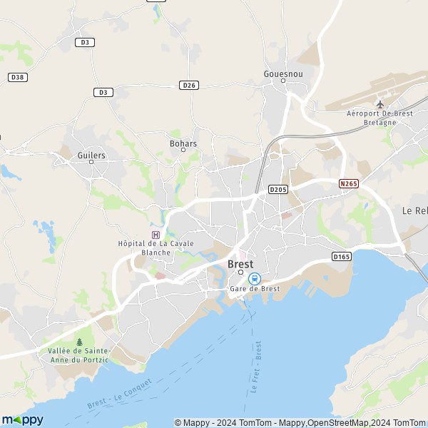 La carte pour la ville de Brest 29200