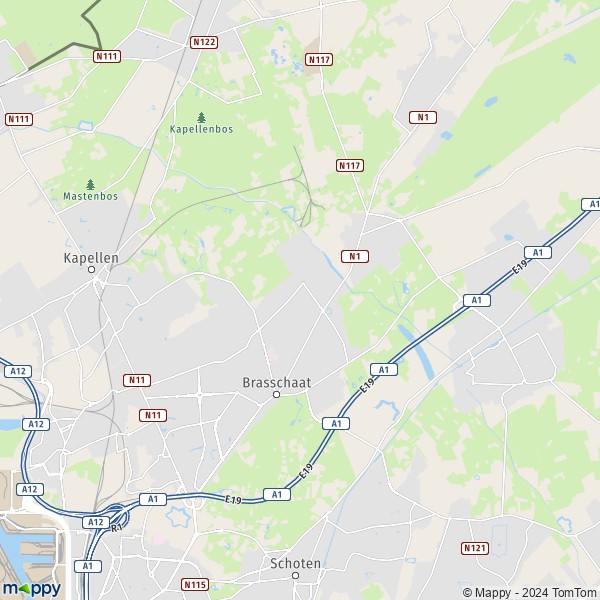 La carte pour la ville de 2930 Brasschaat