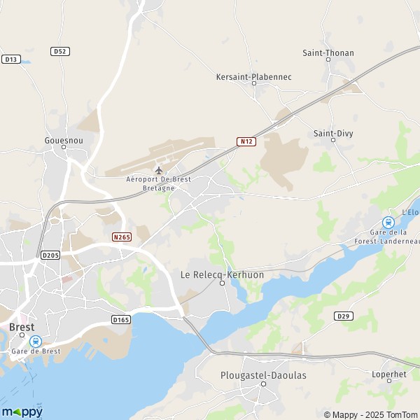 La carte pour la ville de Guipavas 29490