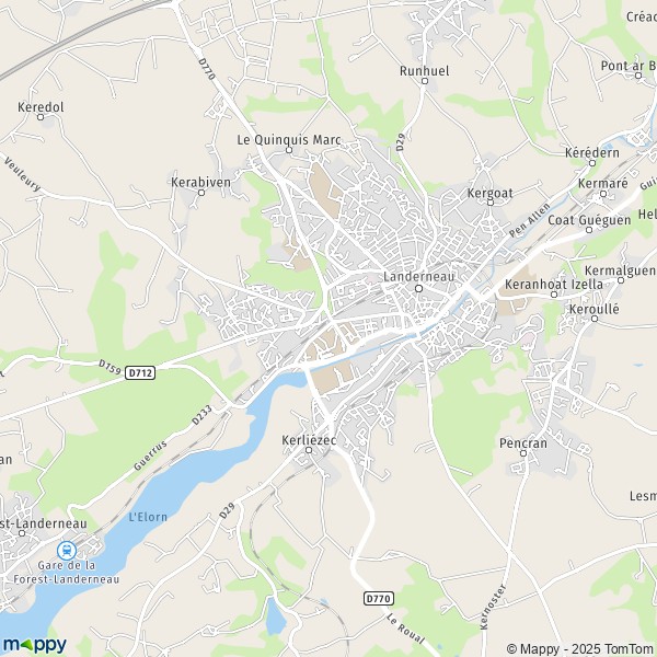 La carte pour la ville de Landerneau 29800