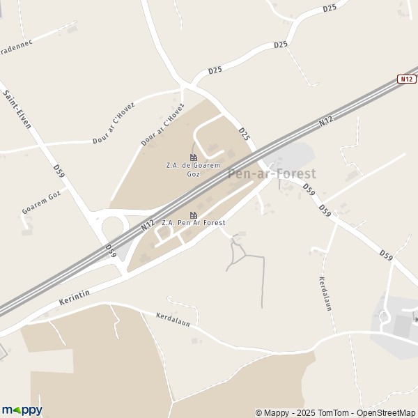 Carte Z.A. Pen Ar Forest, 29860 Kersaint-Plabennec