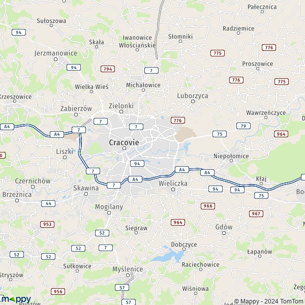 La carte pour la ville de Cracovie 30-001-32-125