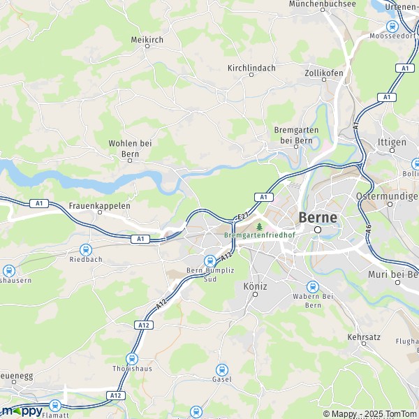 La carte pour la ville de Berne 3003-3202