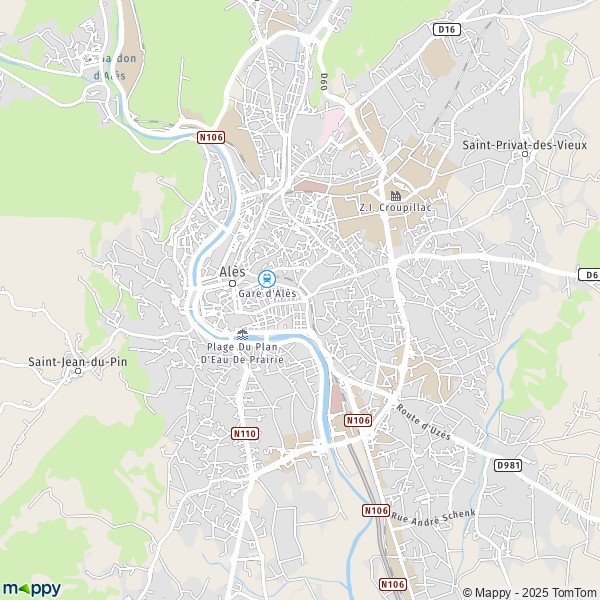 La carte pour la ville de Alès 30100