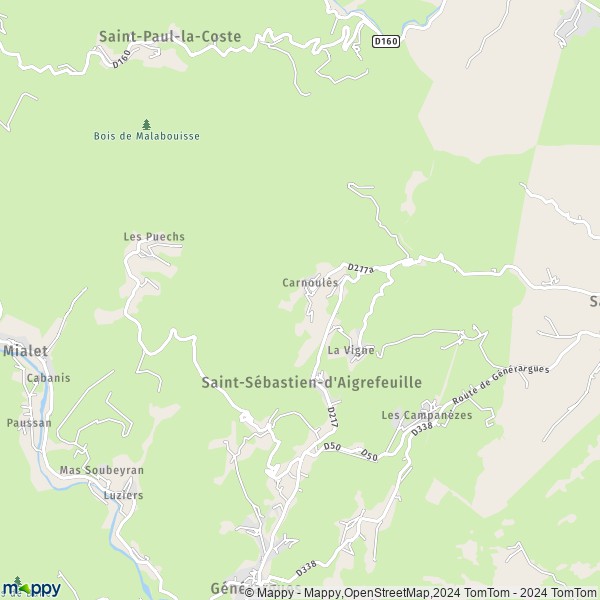 La carte pour la ville de Saint-Sébastien-d'Aigrefeuille 30140