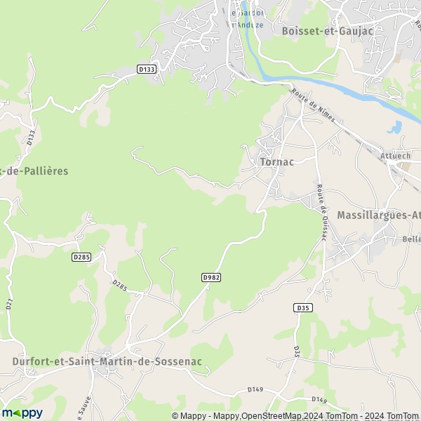 La carte pour la ville de Tornac 30140